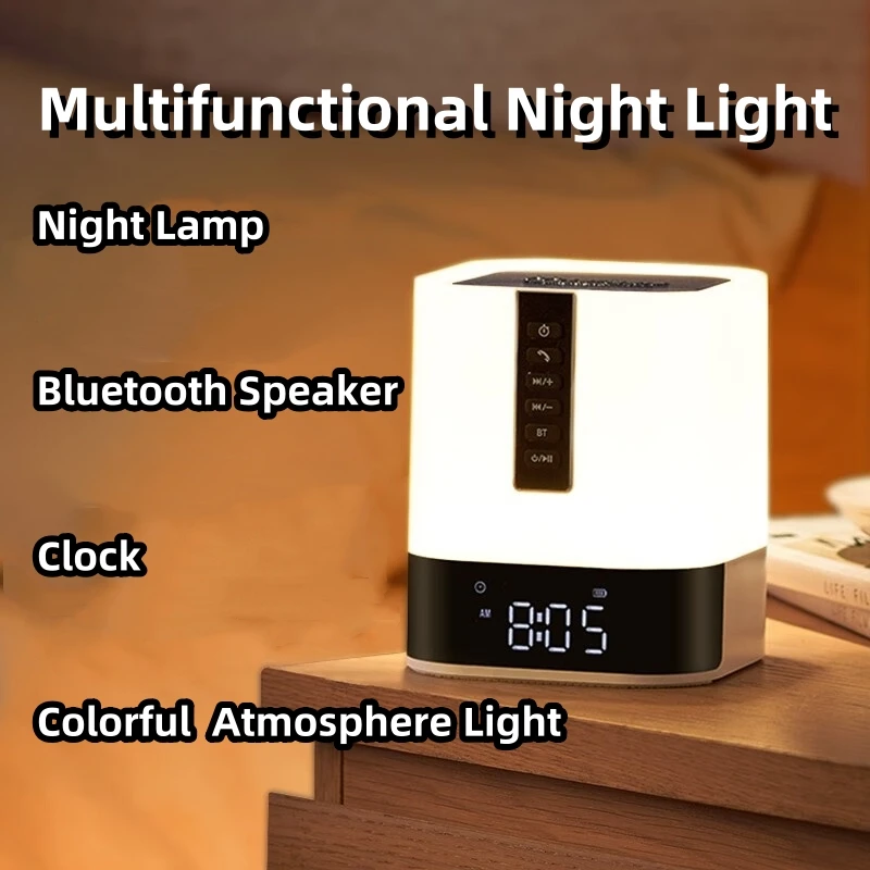 

Multifunctional Smart Night Light Bluetooth Speaker Creative Table Lamp Clock LED Light Home Decoration Children Chrestmas Gift