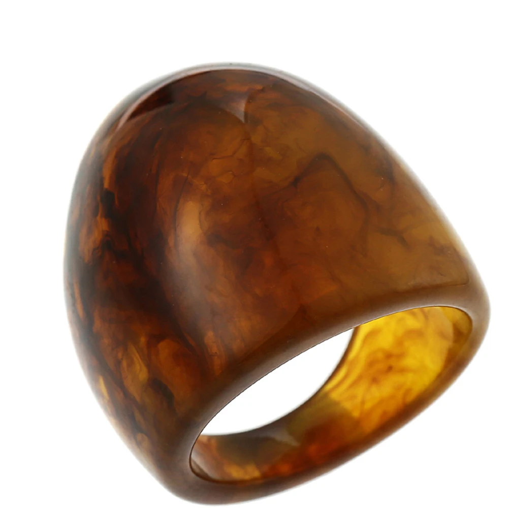 

Women Finger Jewelry Acrylic Resin Amber Rings Vintage Width Rings Fashion Girls Birthday Gifts