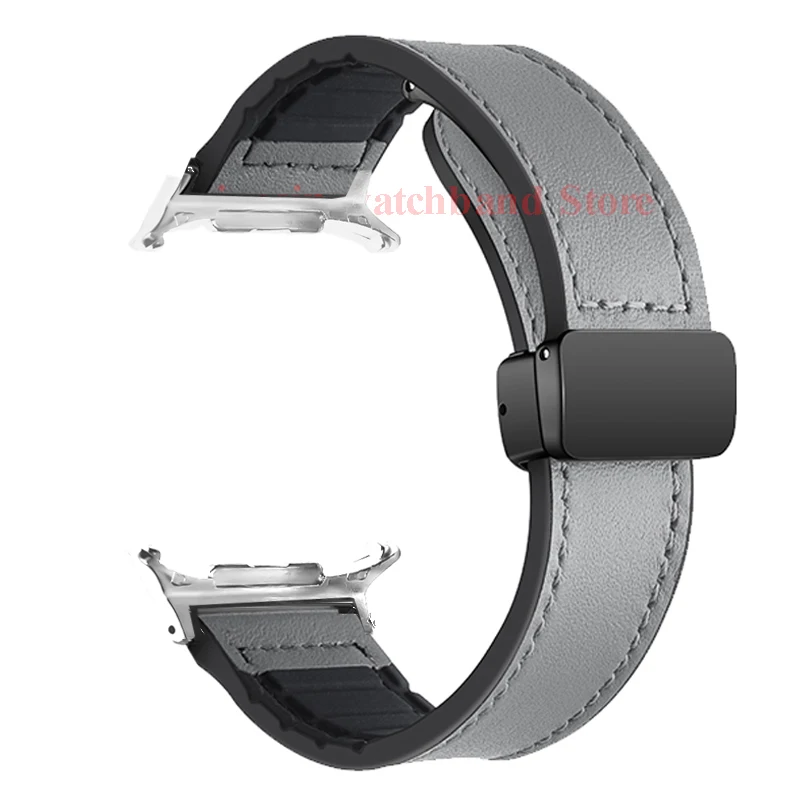 Magnetic Leather Silicone Bracelet Strap - Elegant and Gap-Free Watchband Design