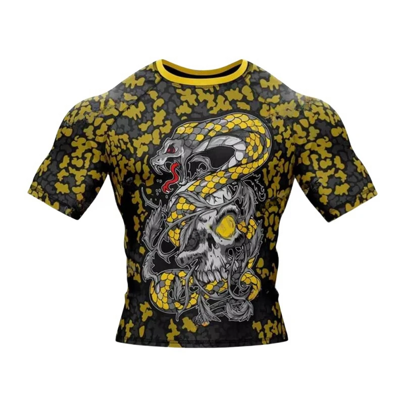 Men Boxing Tight Fitting Shirt Men MMA Clothing Combat Training T-Shirts Fitness Training Tops Summer Strong Men Muscle Tops Sports Apparel Mens T Shirt