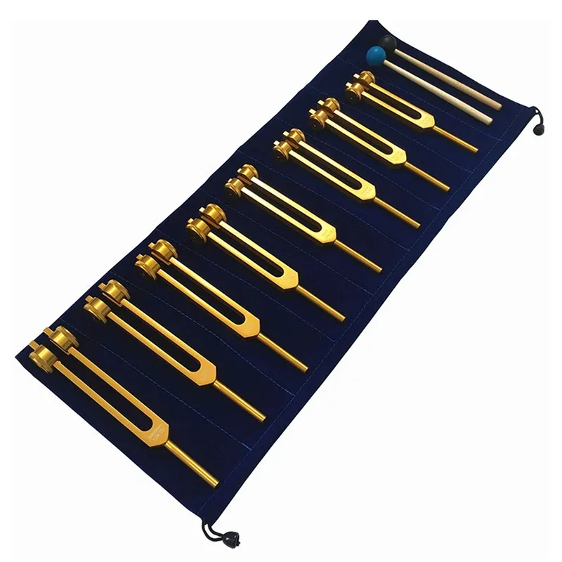 Luxury Gold Tuning Forks Set Professional Chakra Tuning Fork Set Yoga Meditation Sound Healing Aluminum Alloy Diapason Therapy