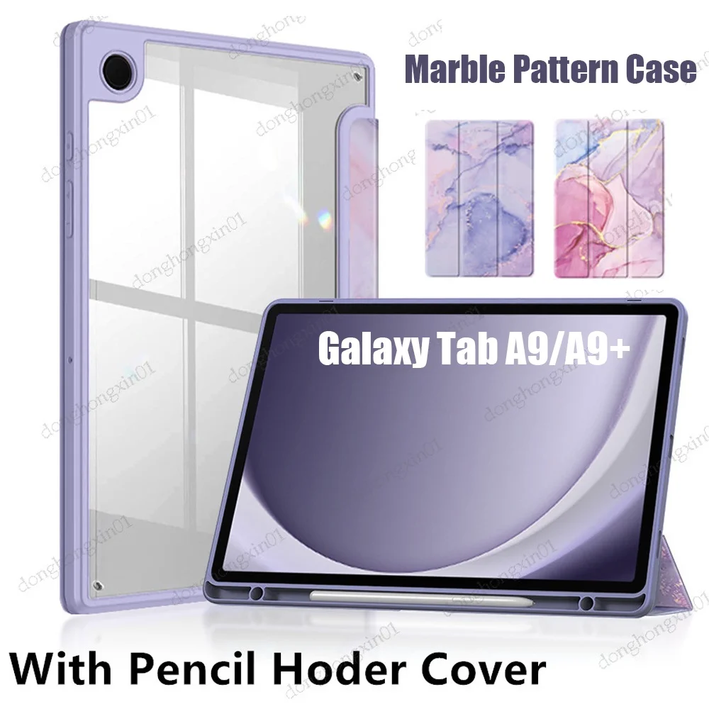 

Marble Pattern Case For Samsung Galaxy Tab A9 8.7" SM-X110 SM-X115 A9+ 11.0" SM-X210 SM-X215 SM-X216 5G Back Cover Pencil Holder