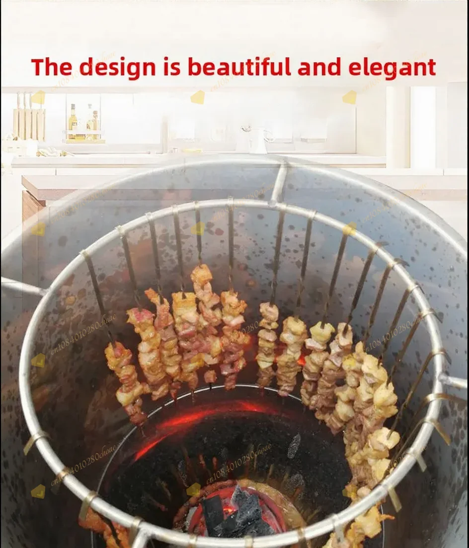 Charcoal BBQ Outdoor Smokeless Roaster for Duck Chicken Skewers Home Use