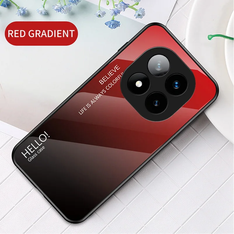 Gradient Tempered Glass Protective Glossy Back Cover Case