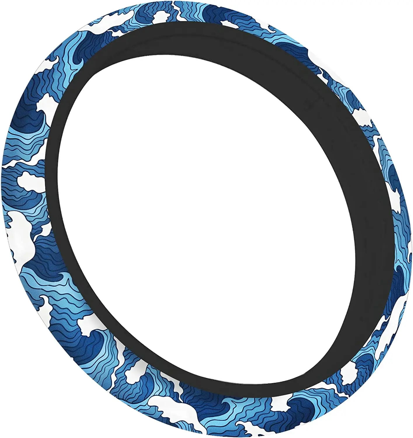 

Car Steering Wheel Cover Girl Men 15 Inch Blue Sea Wave Interior Auto Accessories Decorations Aesthetic Wheel Covers