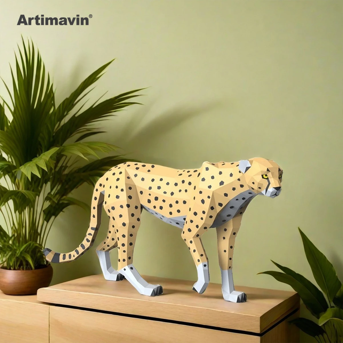 Cheetah Paper Art Paper Cutting Origami Three-dimensional Home Living Room Porch Bedroom Desktop Decoration Fun Puzzle Handmade