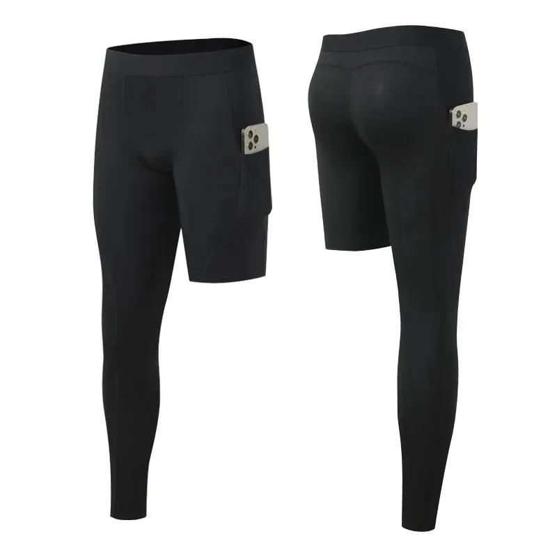 Summer Men's Base Layer Exercise Trousers Running Tight Sport Cropped One Leg Leggings Basketball Football Yoga Fitness Pants