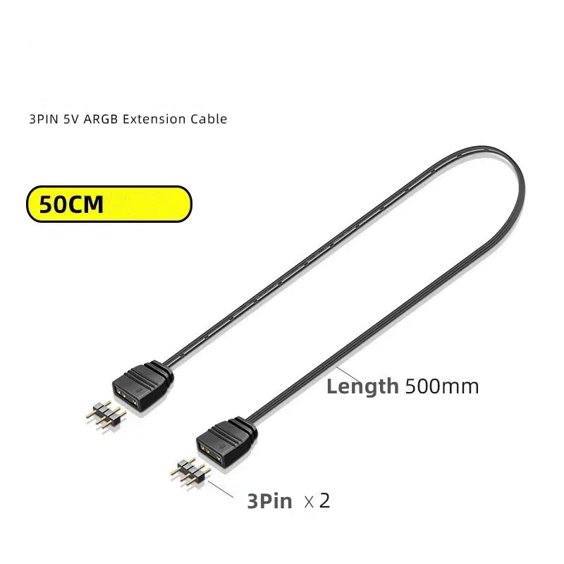thumbnail image 1 of COOLMOON White 30CM 5V 3Pin ARGB Extension Cable Adapter 1 to 1 2 3 4 Spliter for Fan Motherboard AURA RGB LED SYNC for MSI ASUS, 1 of 5