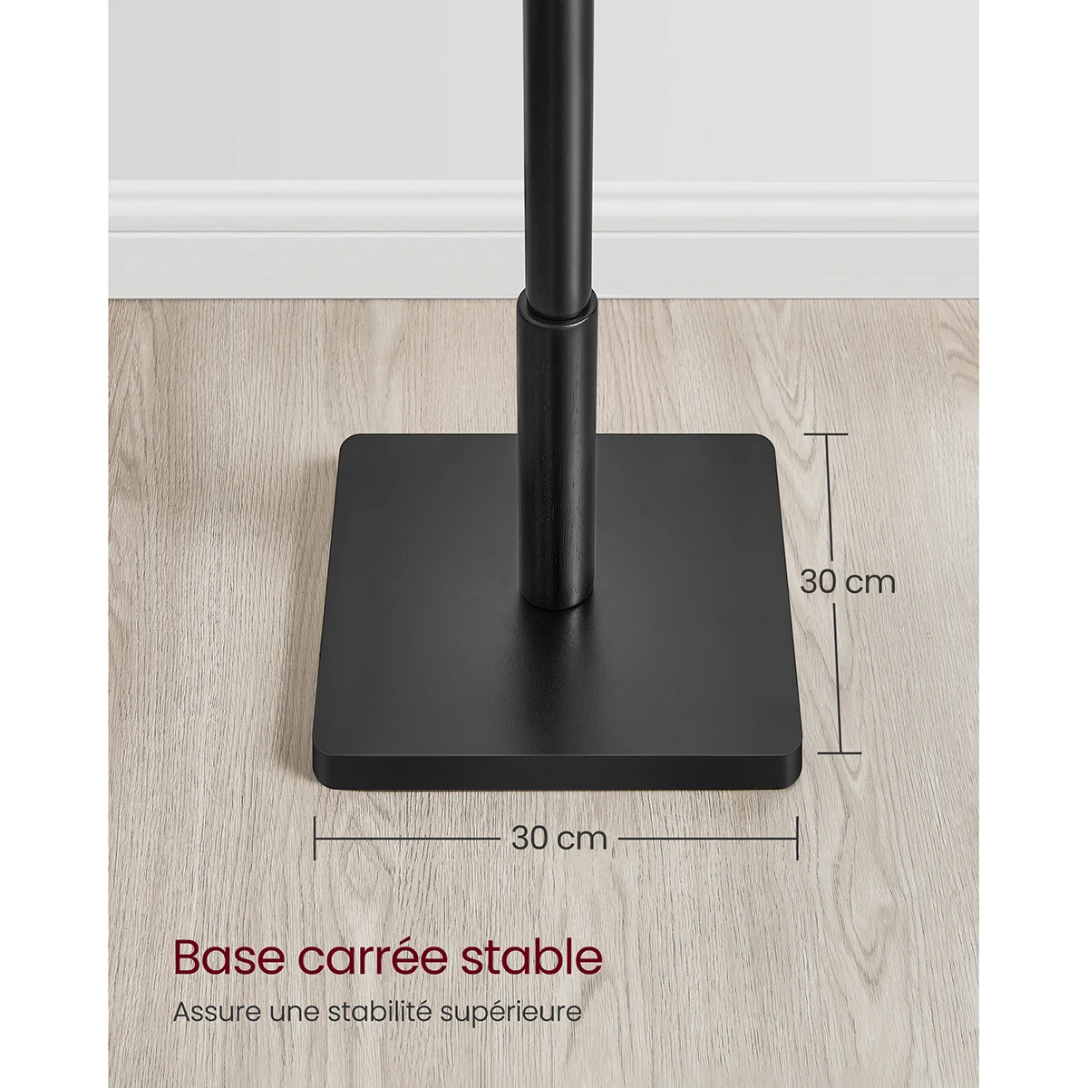 Portemanteau VASAGLE Bois Hévéa - 8 Crochets - Réglable 3 Hauteurs