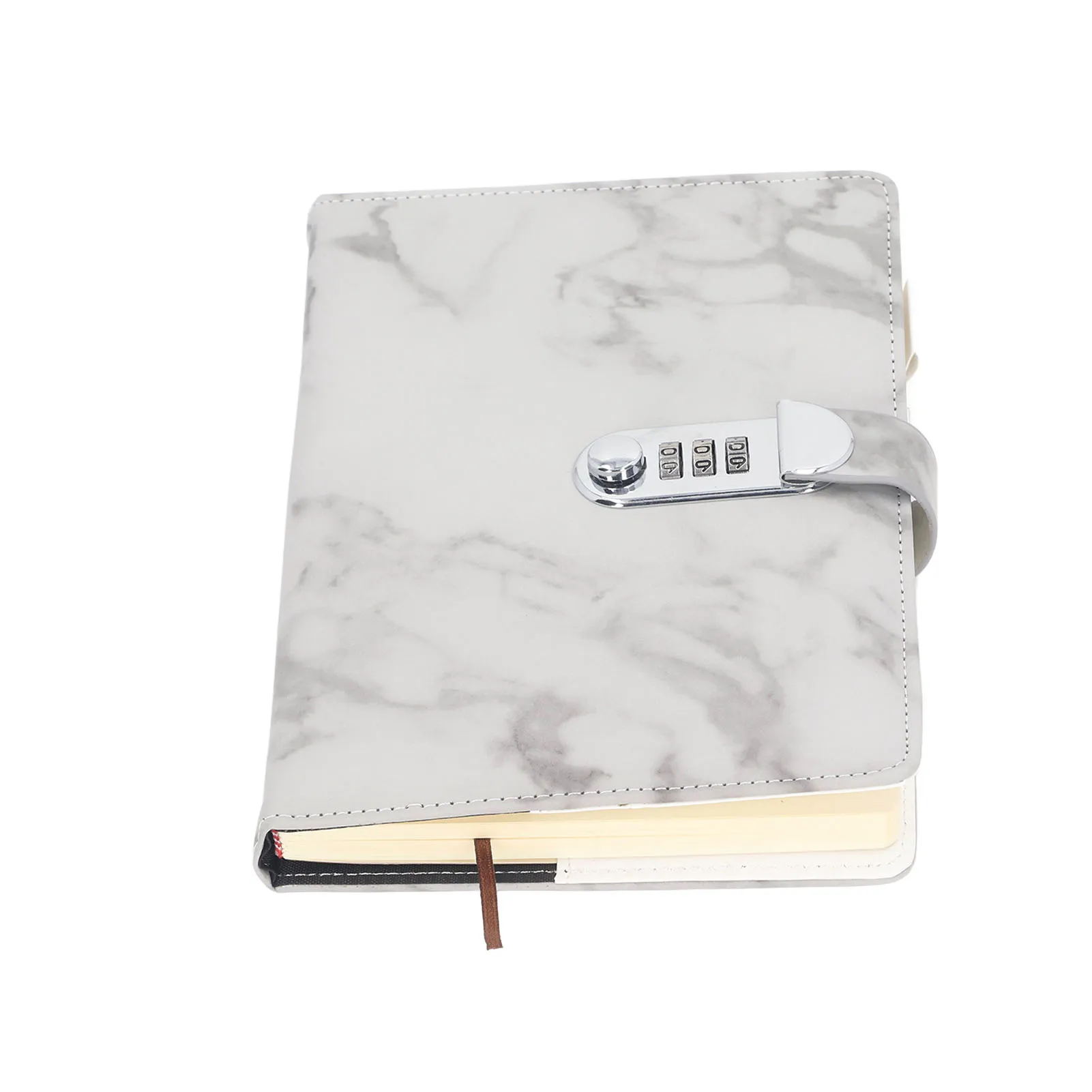 

Locked Notebook Waterproof Cover Lined High Security Portable Password Lock Diary Gray Eye Care Paper for School for Work Note