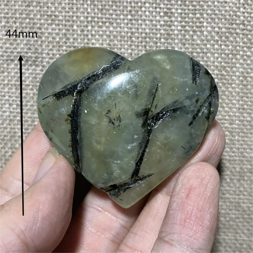 Green Grape Prehnite Hair Tourmaline Agate Natural Stone Heart