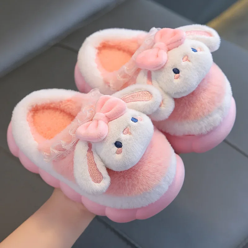 

Children Cotton Slippers in Winter Girls Warm Cashmere Large Medium and Small Children Parent-child Bags and Boys 1-3-year-old