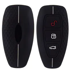 Premium Silicone Car Key Cover - Durable Protection for Ford Vehicles (Black white - line)