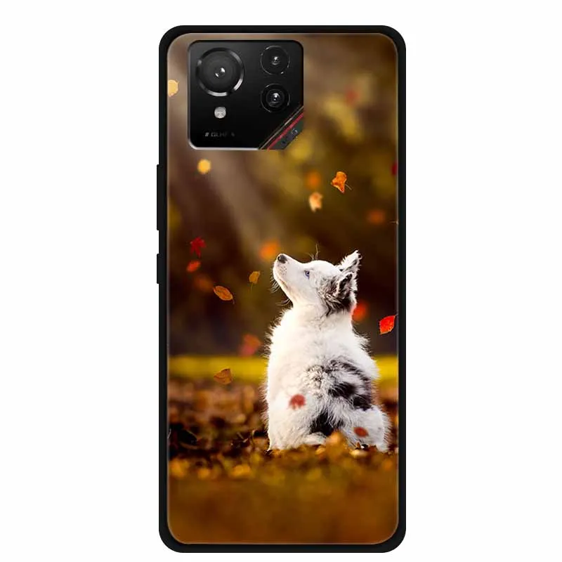 Cartoon Printed Soft Black Silicone Phone Case