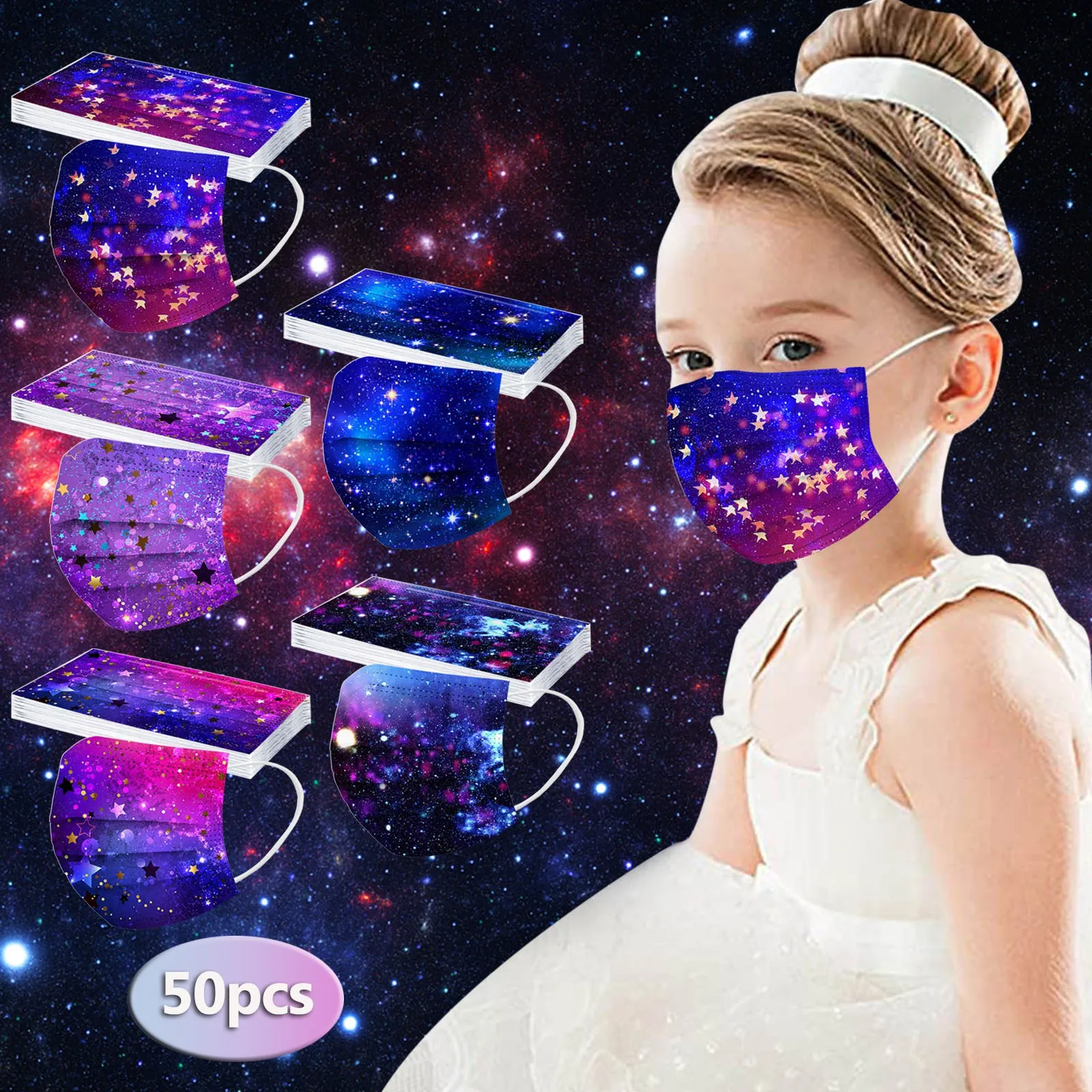 Child Kids Mask Disposable Face Mask Industrial 3Ply Ear Loop 50PC