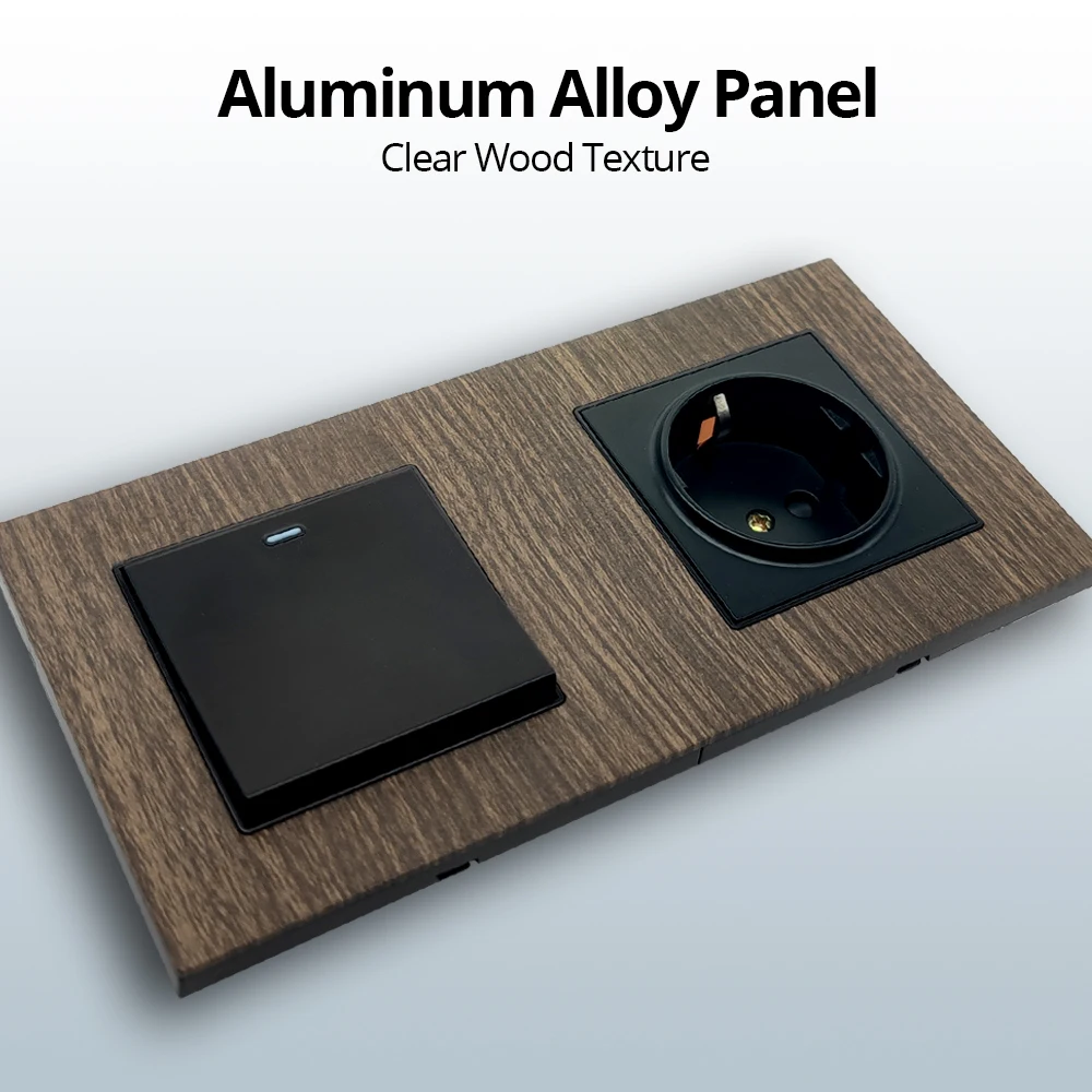 Wallpad Wood Texture Aluminum Panel Wall Power Socket Electrical Outlet  Function Key DIY Free Combination - AliExpress, image size:1000x1000