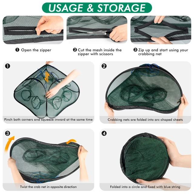 THKFISH Foldable Fishing Bait Trap 9/13 Holes Fishing Net Shrimp Cage Nylon Mesh Folding Fish Crab Traps Cast Catcher 4