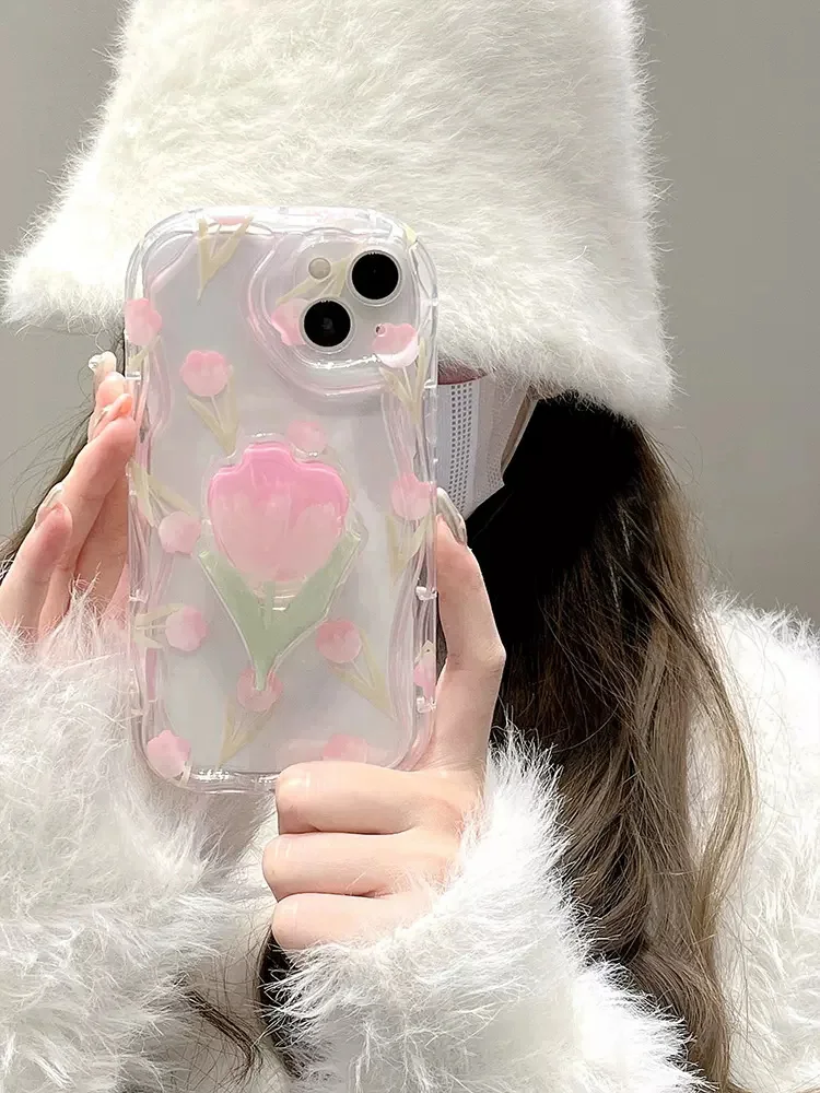 Tulip Grip Holder Wave Cover - Stylish Protective Phone Case
