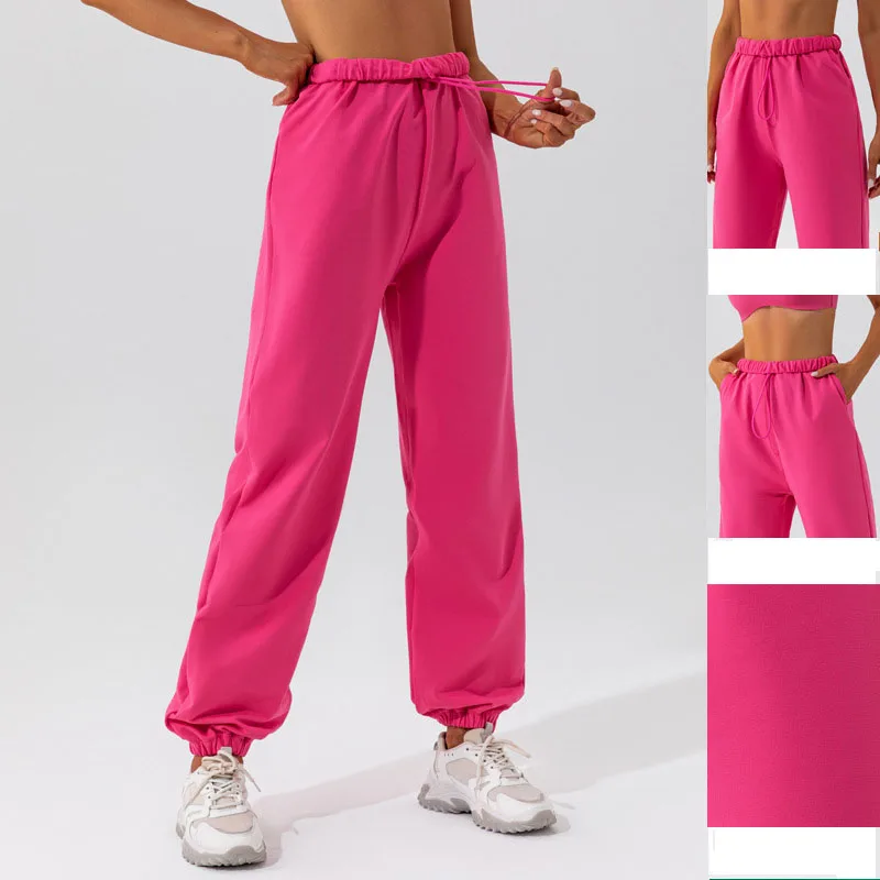 

New Cotton Casual Pant Yoga Outdoor Sweatpants With Pocket Women Sports Fitness Running Gym Trousers Loose Pantalones