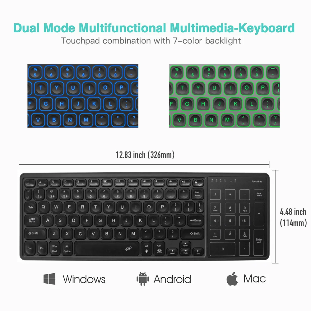ergonômico, apto para Android, Windows, Desktop, Laptop, PC, TV Box, 78 chaves