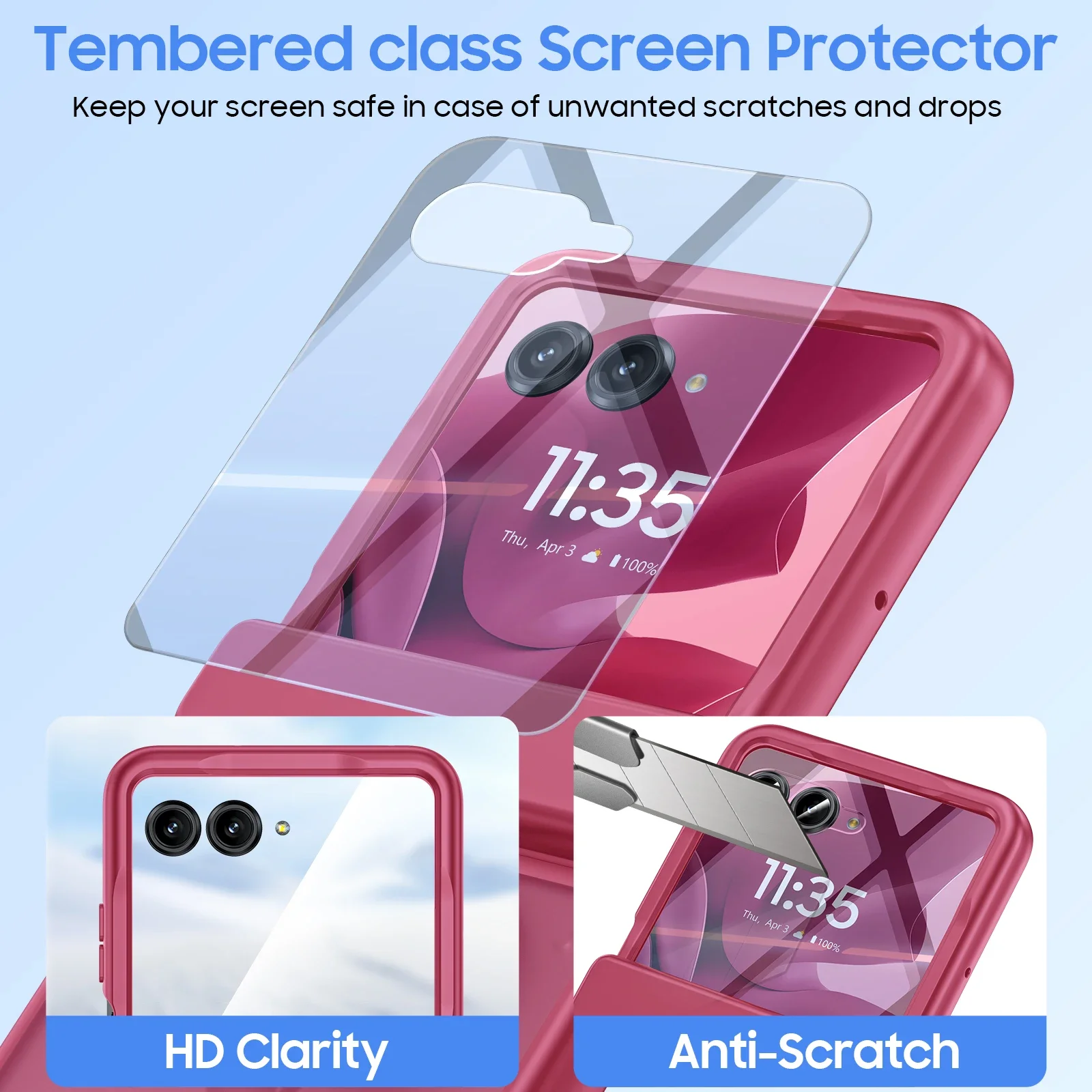 Festive Rose Red Case with Finger Ring Support & Magnetic Hinge