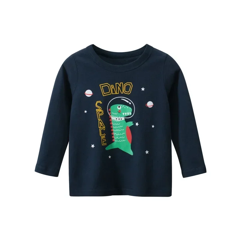 2025 Autumn Sweatshirt Boys Girls Cartoon Astronaut T-shirts Children's Long Sleeve Rocket Cotton Tops Child Space Kids Clothes 2