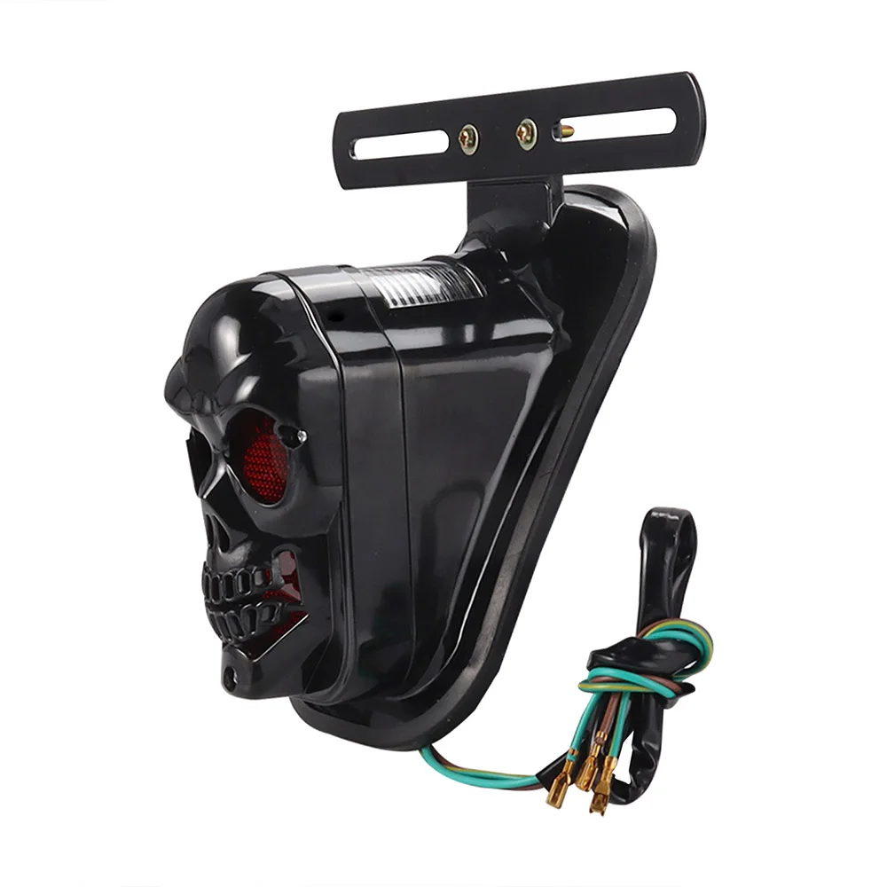 Universal Motorcycle Accessories 12V Rear Skull Tail Light License Plate  Brake Lamp Running Lights For Cafe Racer Old School - AliExpress, image size:1000x1000