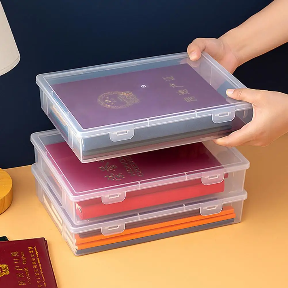 Storage Box File Folder S/M/L Transparent Classification File Box A4 Portable Folder Plastic Storage Box Portable Office School Teacher Student