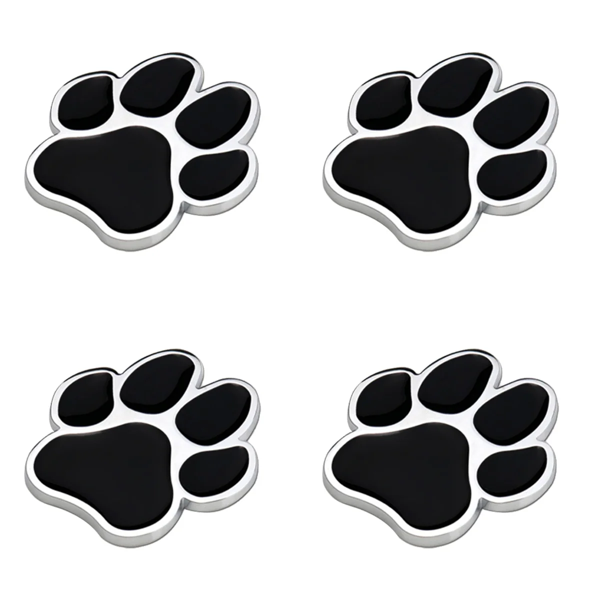 

Set of 4 Car Stickers Metal Signs Decor Footprint Decorate Decal Decoration Zinc Alloy Dog Paw