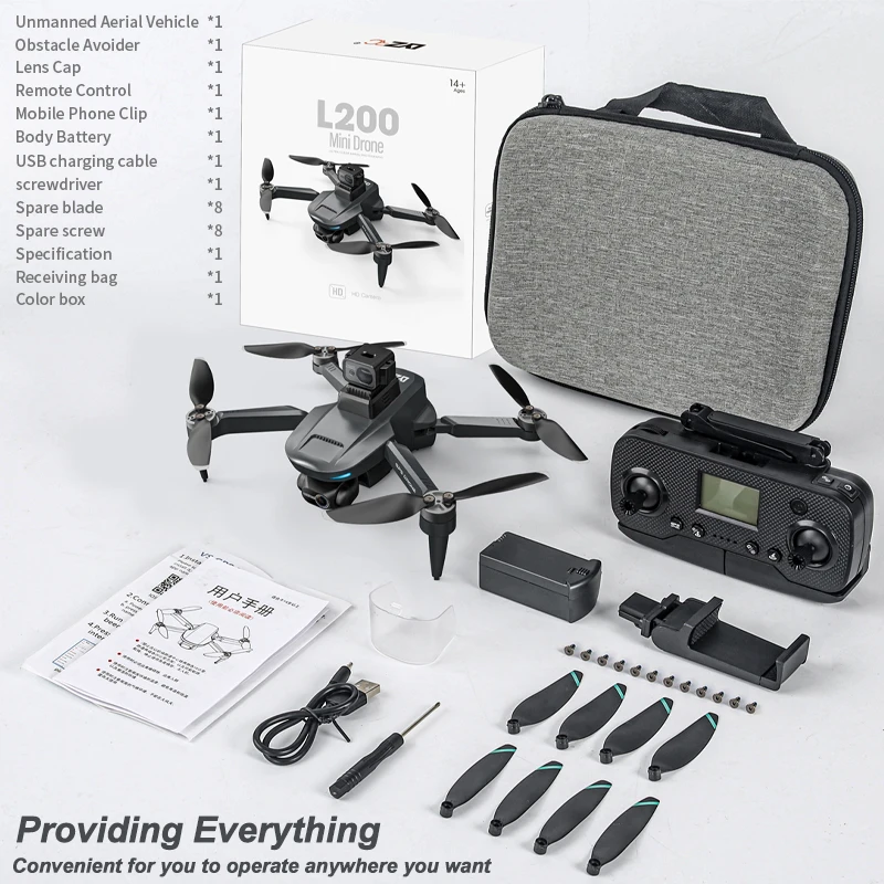 L200 PRO MAX GPS Drone 4K Professional HD Dual Camera Obstacle Avoidance 2 Axis Gimbal Brushless Helicopter RC Quadcopter drone quadcopter
