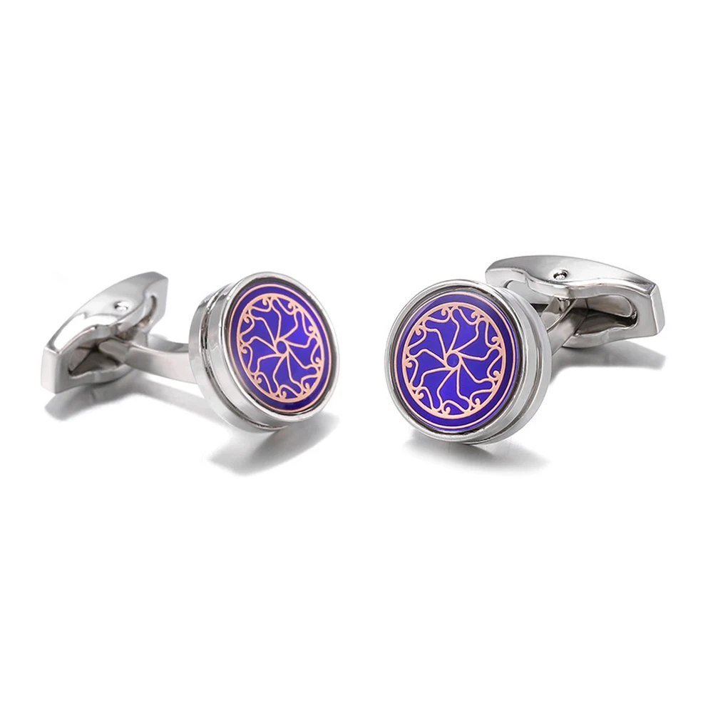 Men Cufflinks TOMYE XK20S017 Fashion Purple Pattern Button Casual Formal Business Gifts Silver Color Shirt Cuff Links