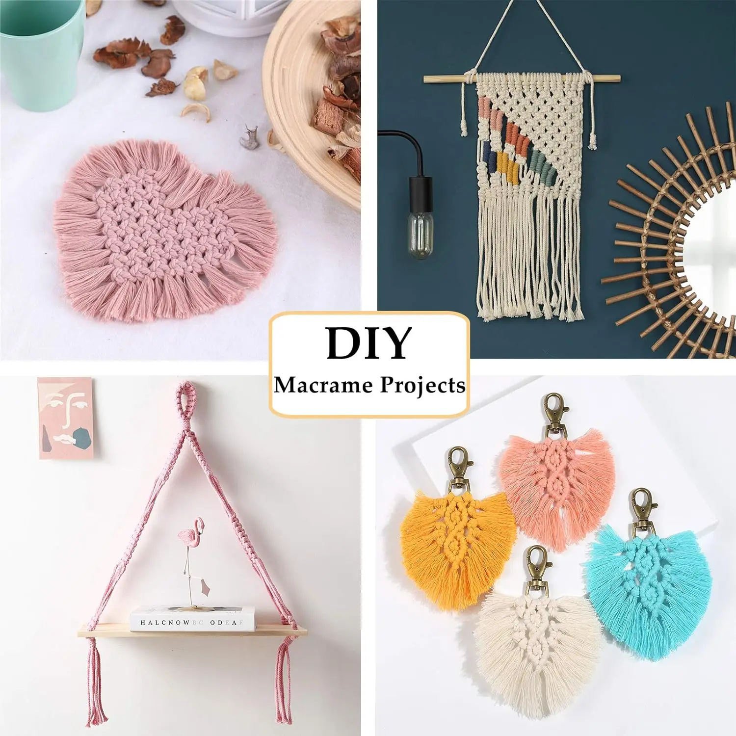 마크라메 코드 코튼 로프 스트링 공예, DIY 컬러 스레드 코드, 꼬인 꼬임, 수제 바느질, 홈 웨딩 장식, 5mm, 50m
