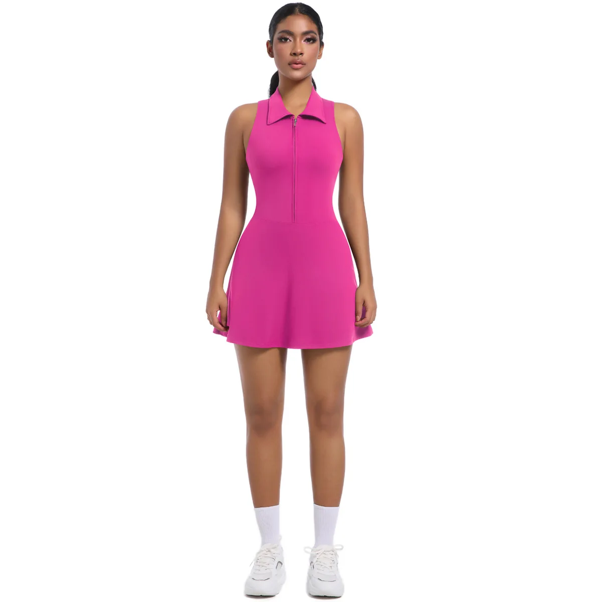 New Skinny Slimming High Waist Lapel Sports Dress Running Golf Tennis Yoga Clothes Suit Women