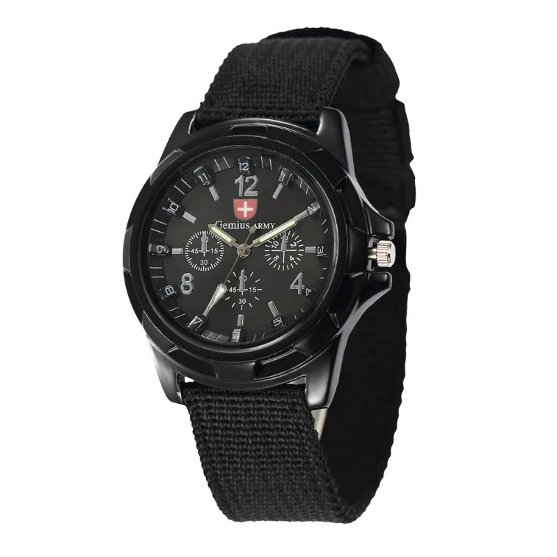 Army Green Military Sports Analog Quartz Wristwatch with Nylon Band