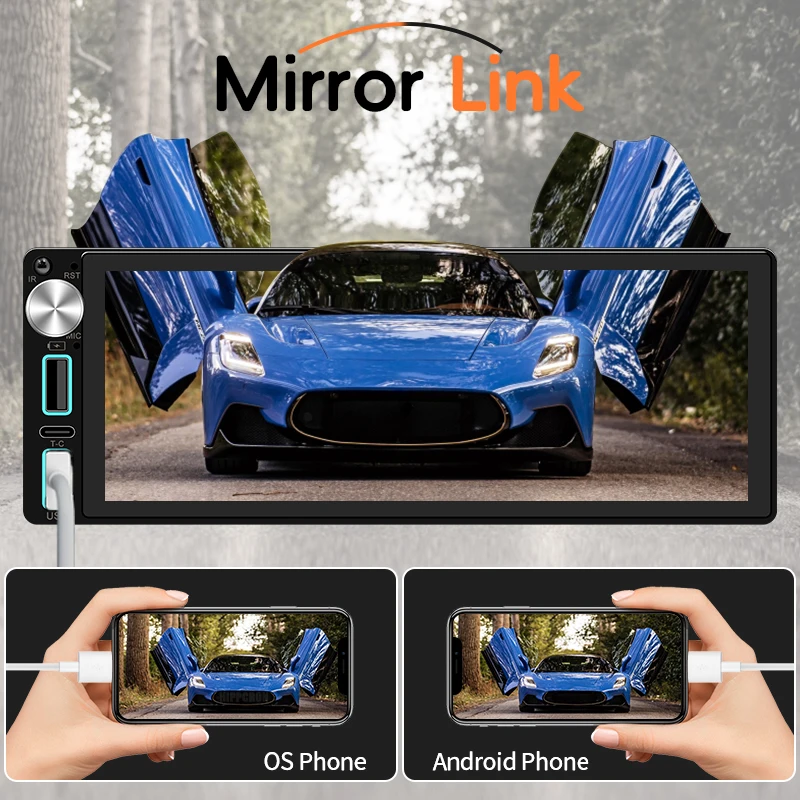1Din Car Radio Stereo 6.86 Inch Carplay Android Auto Multimedia Video Player IPS
