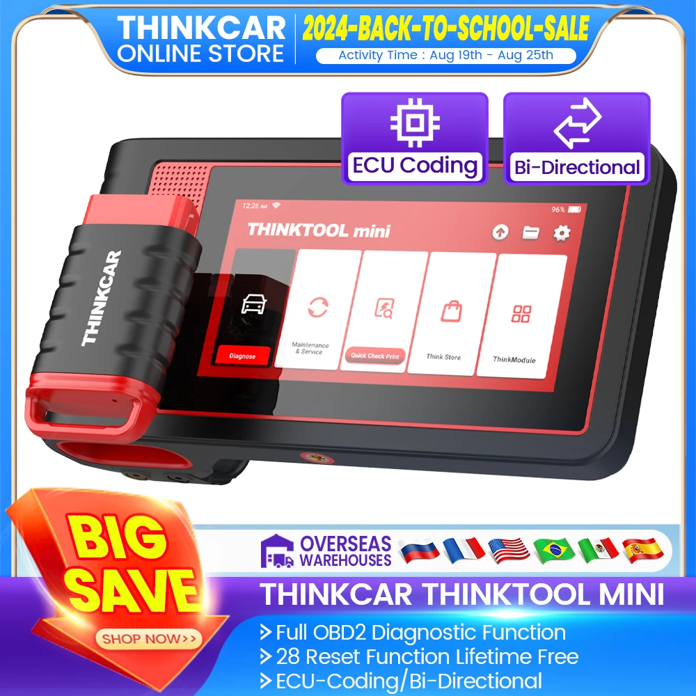 THINKCAR THINKTOOL Mini Professional Car Diagnostic Tools Obd2 Scanner Full System ECU Coding 28 Resets OE-Level Mini 2 CANFD