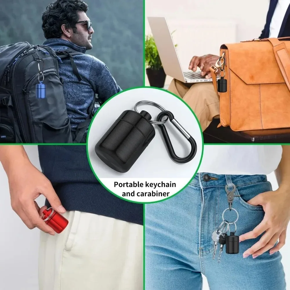 Waterproof Aluminum Pill Box with Sealed Storage and Keychain
