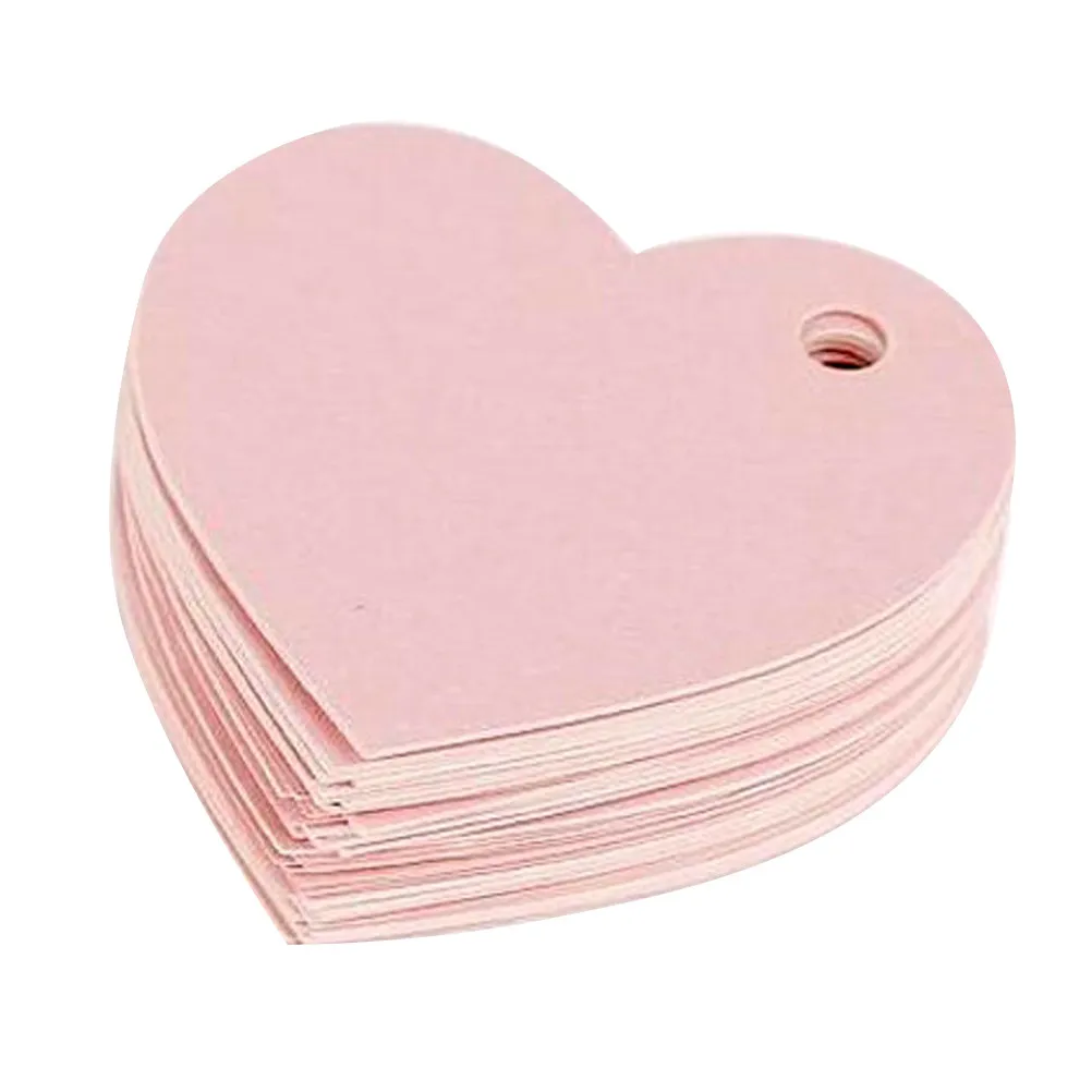 50Pcs 하트 모양의 종이 태그 파티 선물용 미리 펀칭된 DIY 선물 라벨 휴일 장식 웨딩 수제 공예 용품