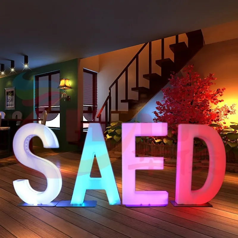 80CM LED Luminous Alphabet Letters Night Light Rechargeable Wedding Event Backdrops Stage Decoration Baby Shower Birthday Decor