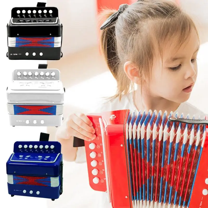 Kids Accordion Toy Instrument Toy Button Accordion For Kids Portable 7 Keys Button Small For Beginners Boys And Girls Kids Accordion Toy