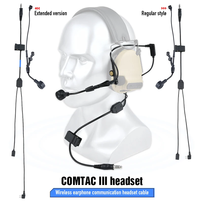 WADSN C3 Headset Wiress Version Microphone Cable Tactical Communication Hunting Shooting Earphones PTT Push to Talk Accessory tactical headset