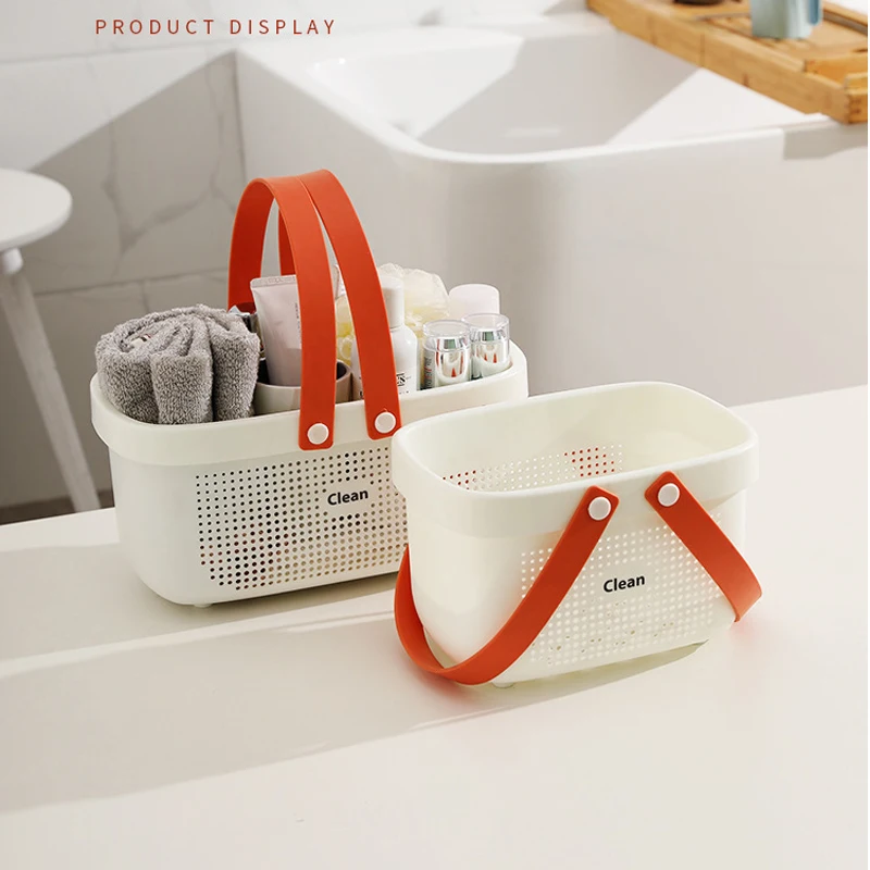 

1 Pcs S/L Bath Drain Basket Portable Storage Basket Bath Basket Rattan Plastic Bathroom Snack Cosmetic Wash Storage Box