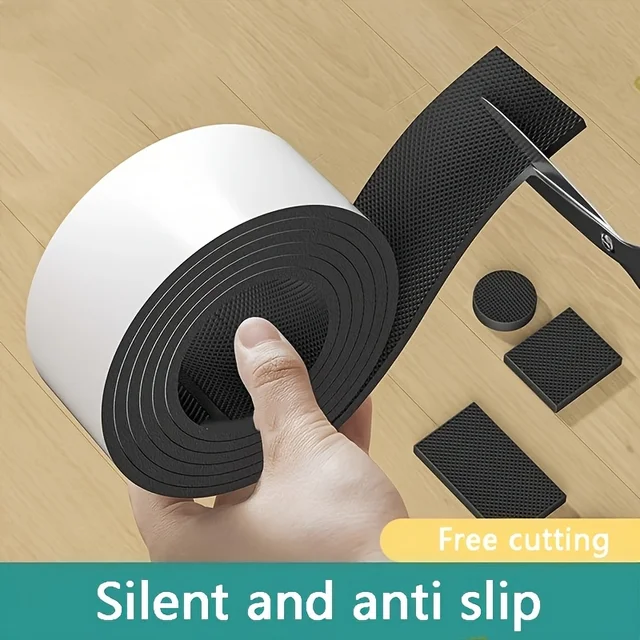 Poggiapiedi per sedia neri 1 rotolo - Riduttori di rumore antiscivolo spessi | Protezioni per mobili resistenti all'usura per cuscinetti muti per tavolo/sedia 2