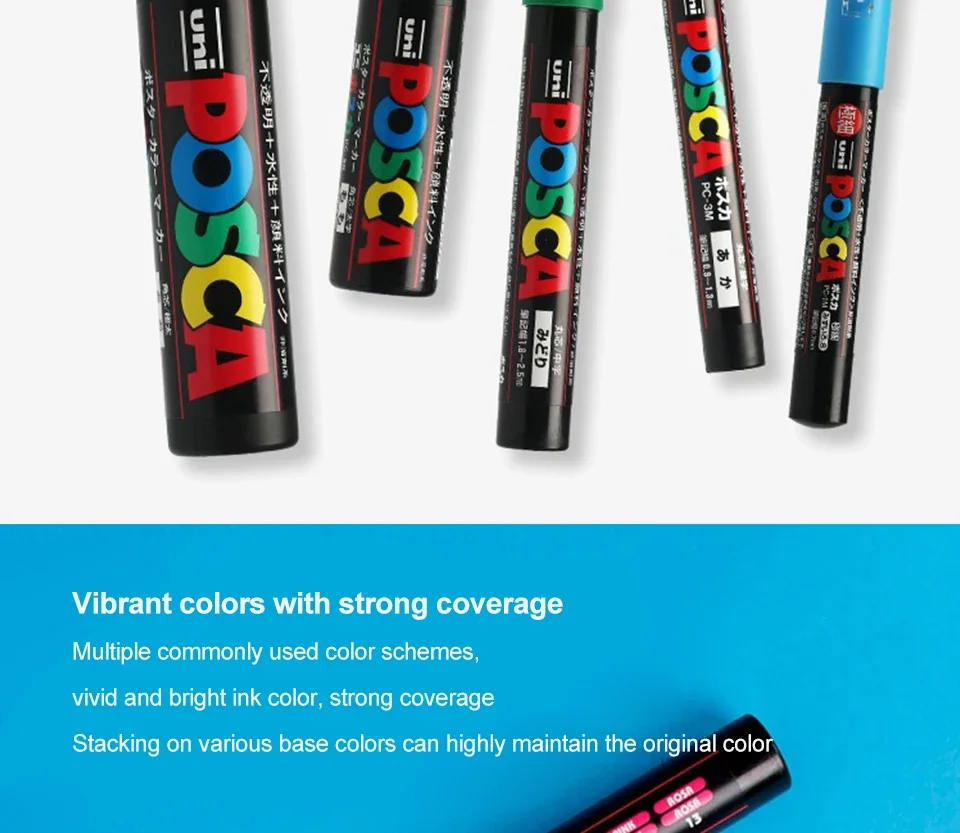 16pcs UNI POSCA Markers Set - Waterproof Acrylic Graffiti Art Supplies