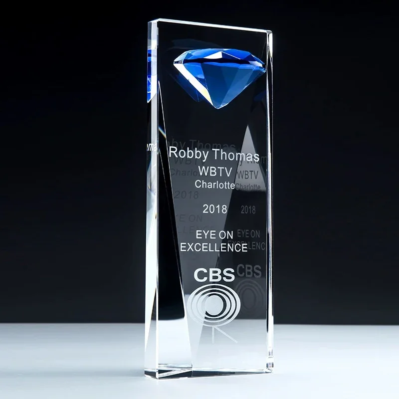 Customized Creative Five-Pointed Star Crystal Trophy, Company Annual Meeting Award, Home Decoration Supplies, Gift Medal, 1Pc