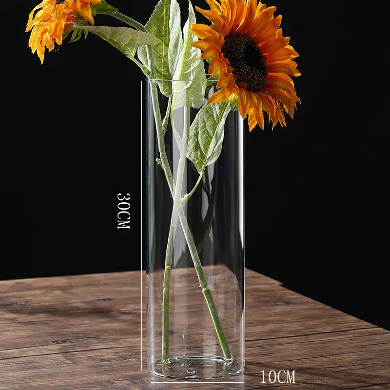Transparent Glass Hydroponic Vase Modern Cylinder Flower Centerpiece Vases Use for Floral Wedding Home Decoration Candle Holders 4