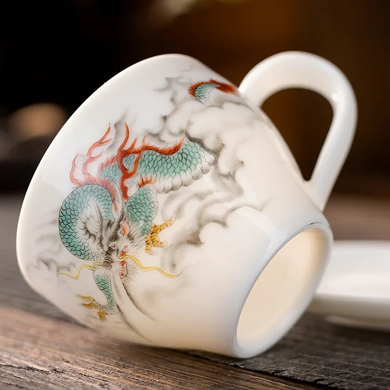 Auspicious Zodiac Sample Tea Cup Chinese Style Simple Household Creative Art and Crafts White Porcelain Cup Fashion Tea Set Gift