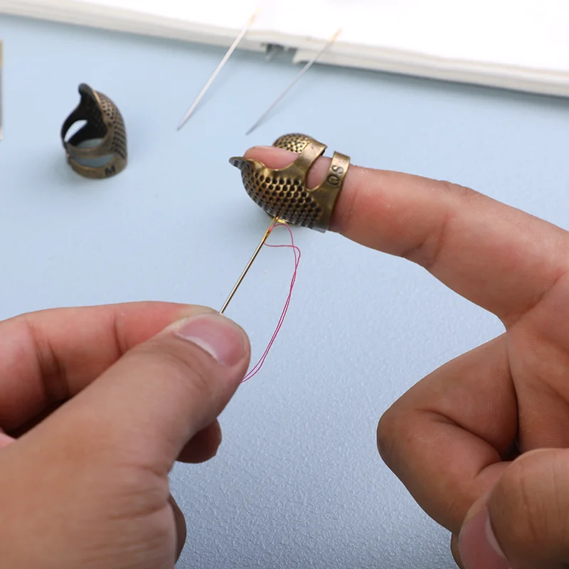 Retro Finger Protector 1/2/5Pcs Antique Thimble Ring Handworking Needle Needles Craft Household DIY Sewing Tool Accessories