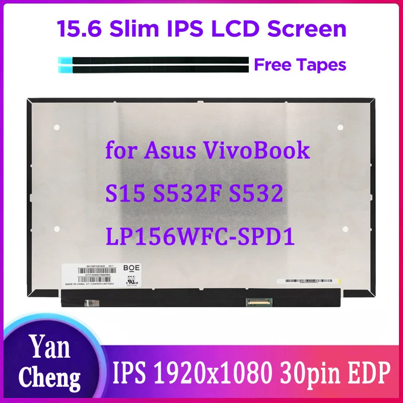 Polegada Fhd para Asus Vivobook S15 S532f S532 Lp156wfc-spd1 30 Pinos Edp 1920*1080 Tela Lcd do Portátil 15.6