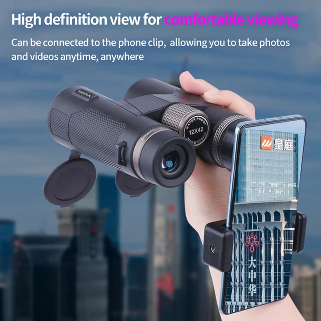 12x42 HD Professional Binoculars with ED Lens BAK4 Prism Waterproof Metal Body for Birdwatching Hunting Camping Travel Outdoor 4